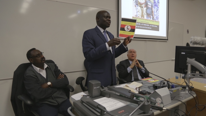 FUF Launch in London: General David Sejusa, Dr. Amii Omara-Otunnu and Professor Mouvani